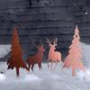 Rust Art Outdoor Christmas Decoration Set With Trees And Deer 4 Pieces