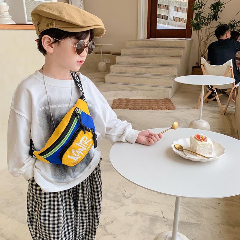 Colorful Patchwork Polyester Children's Waist Bag Stylish Baby Money Purse For Kids