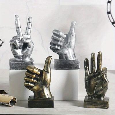 1Pc Personalized Finger Statue Nordic Resin Figurines Craft Sculptures Ornament Home Office Decorations Living Room Decor
