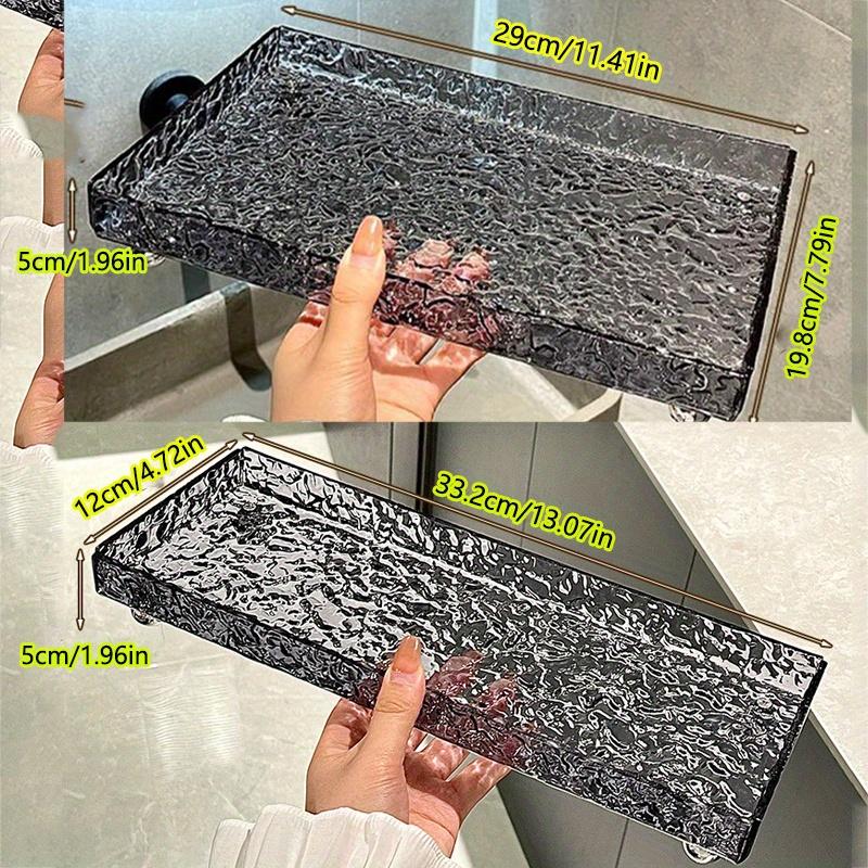 1pc S/L Large Capacity Desktop Storage tray,Transparent Glacier Texture Acrylic Tray Snack Sundries Organizer,suitable for Dressing Table,bathrooms.