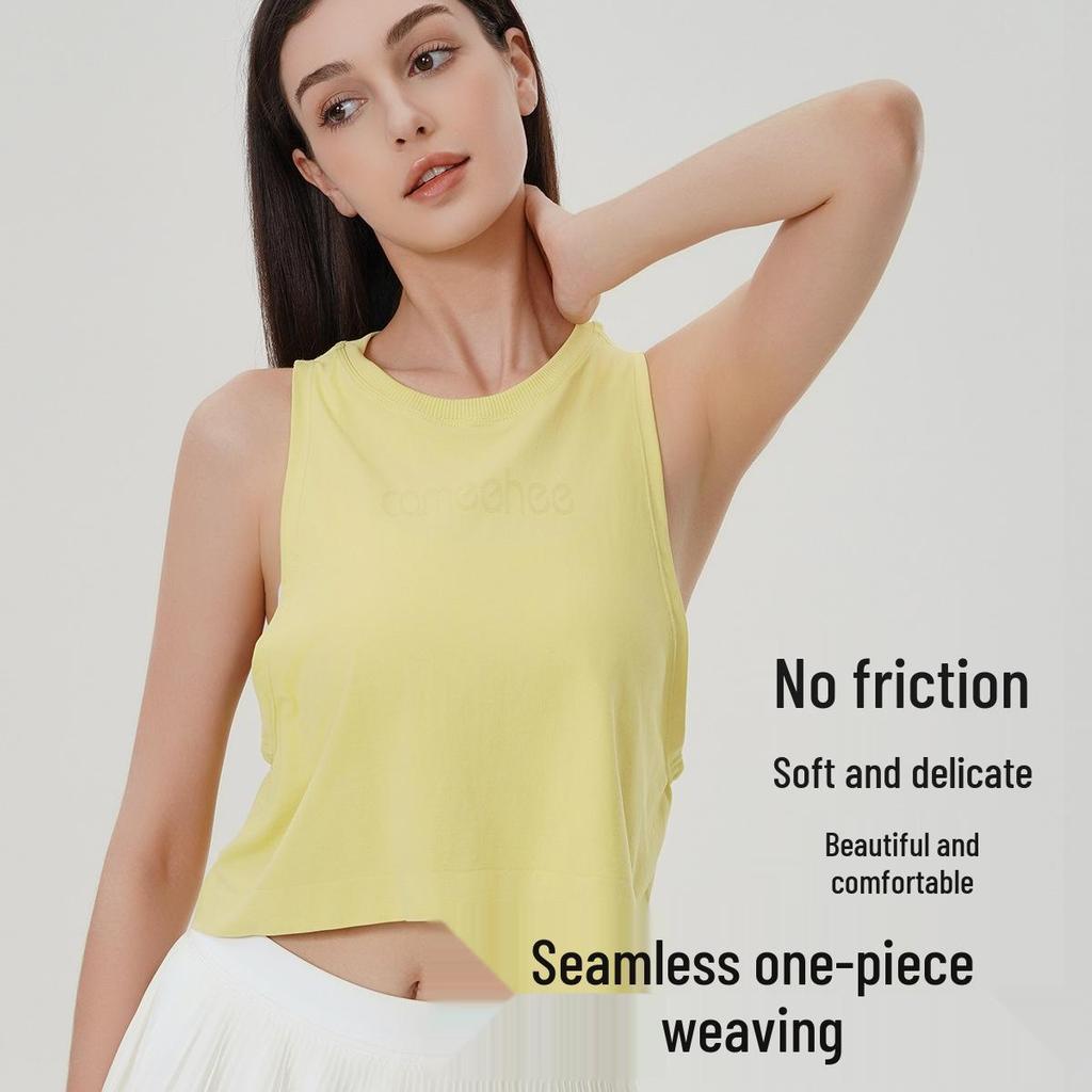 2025 Lulu Women's Quick-Dry Seamless Yoga Tank Top - Short, Sporty, and Stylish