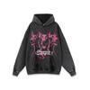 Oversized Vintage Dog Print Distressed Hoodie Mens Streetwear Cotton Long Sleeve Loose Fit