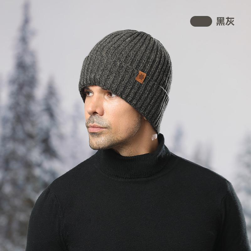 Knitted hat, men's winter velvet thickened cold-proof outdoor cycling wool knitting, hat scarf three-piece set