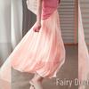 New Women's Iridescent Double Layer Pleated Puff Skirt - Korean Style Fairy Mesh Skirt