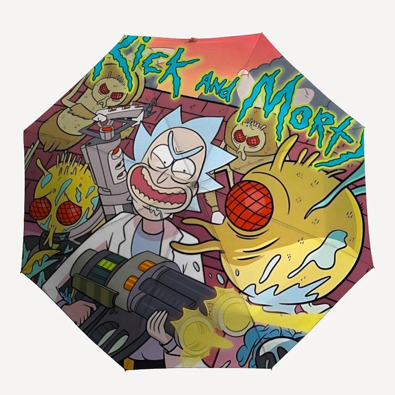 

1pc RickMorty 8-Ribs Sturdy Frame, Automatic Open/Close, Durable & Colorful Ideal for Beach, Travel, And All Seasons, 10190
