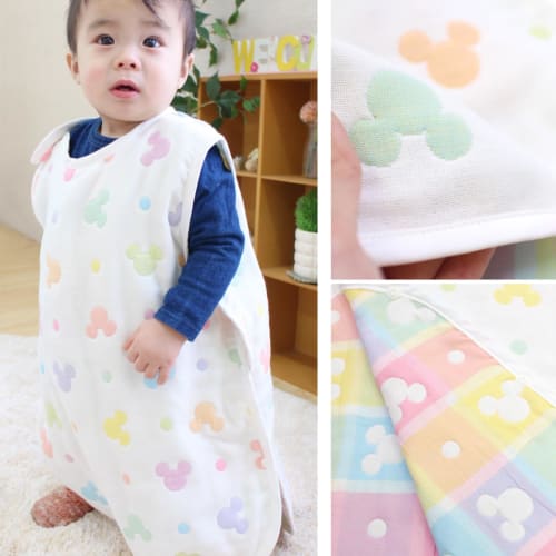 Un Doudou Made In Japan Soft 6-layer Gauze Sleeper Disney Mickey Icon 42 X 58cm  Ages 0 To 5  100% Cotton Z2831-d