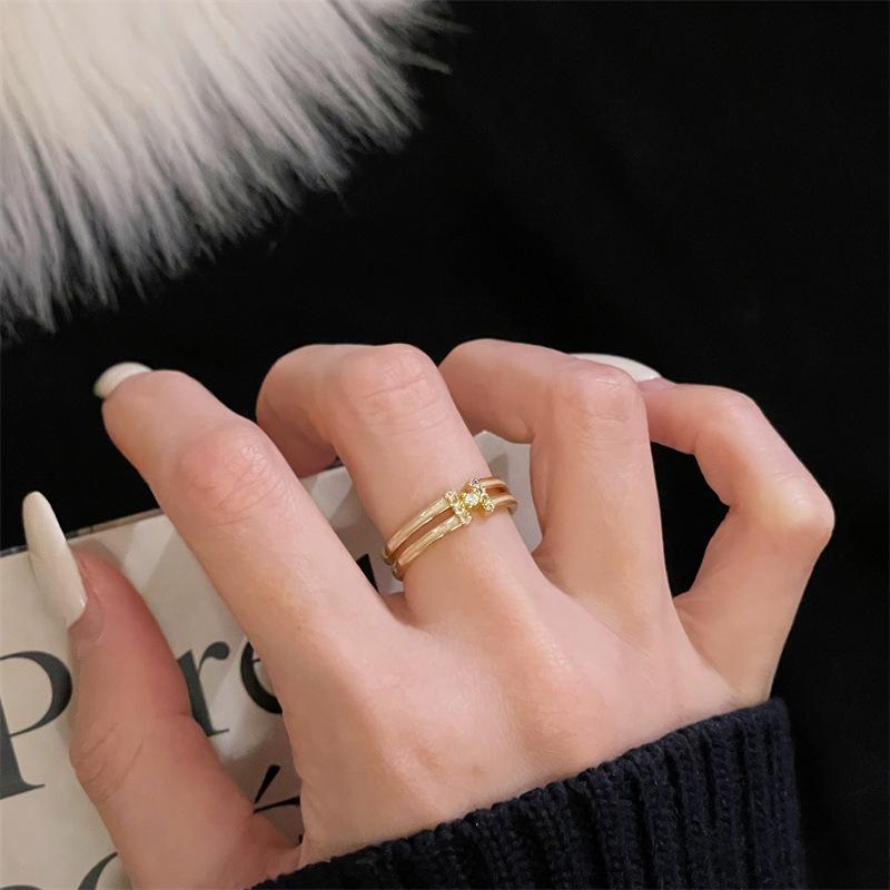 Gold Liebe Retro Offener Ring Französischer Mittelalterstil Eleganter Mode-Tropfen-Glasur Premium-Ring Zeigefingerring