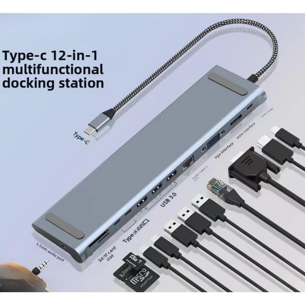 4 In 1 Type C Docking Station USB Hub Expander for Laptop Multi Function Adapter with HDMI USB Ports