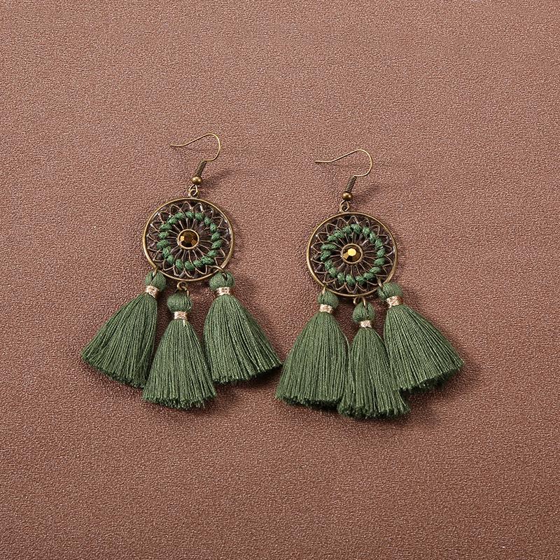 Handmade Retro Bohemian Ethnic Tassel Earrings for Women, Long Thai Style