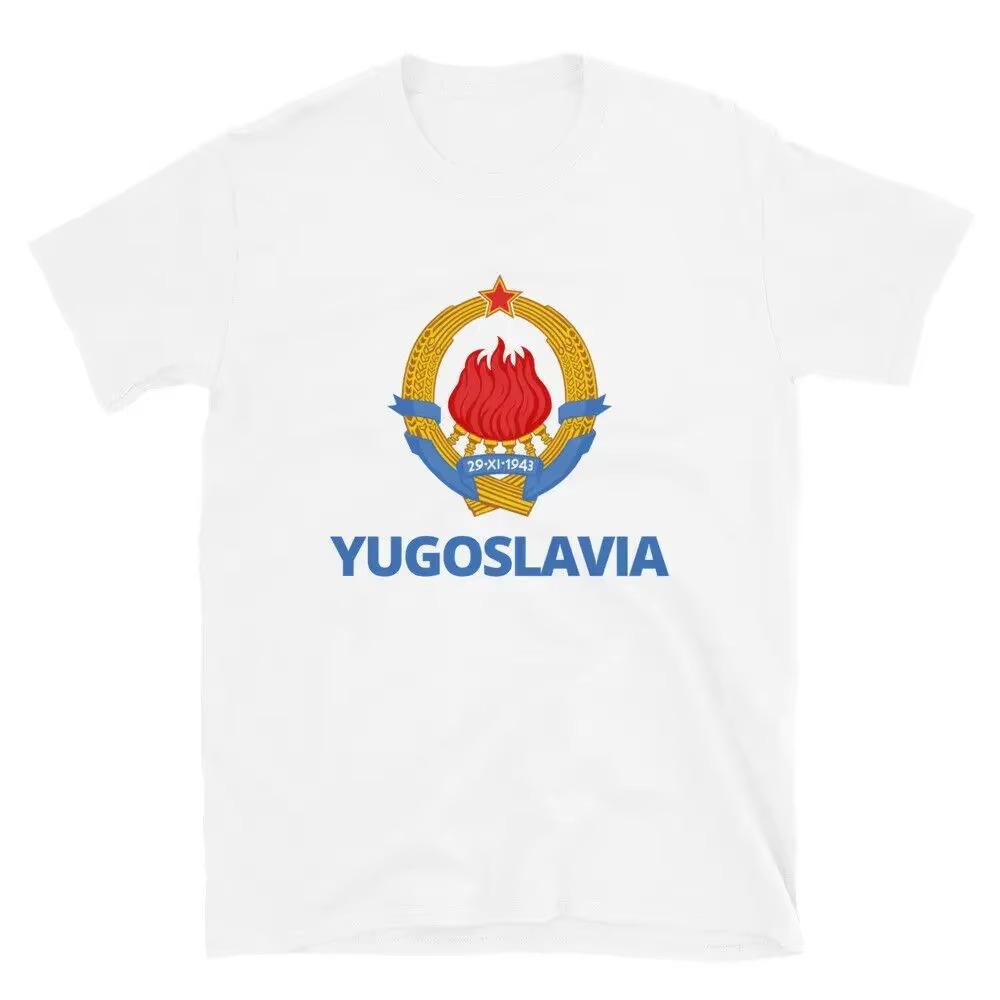 

Винтажная футболка с гербом Югославии Jugoslavija синяя классического кроя мужская 100% повседневная футболка топ размер S-3XL Ins Y2k XXXL