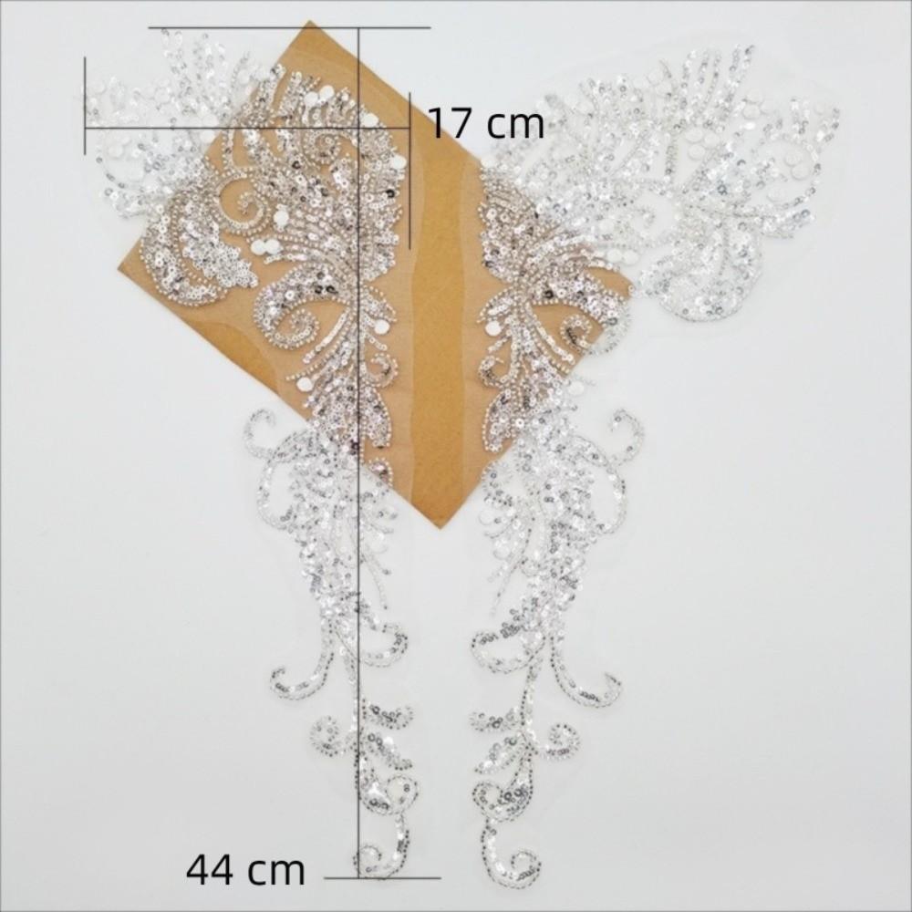 White Flower Lace Bodice Applique DIY Sew On Patches Sequin Embroidery Sewing Patch  for Dress