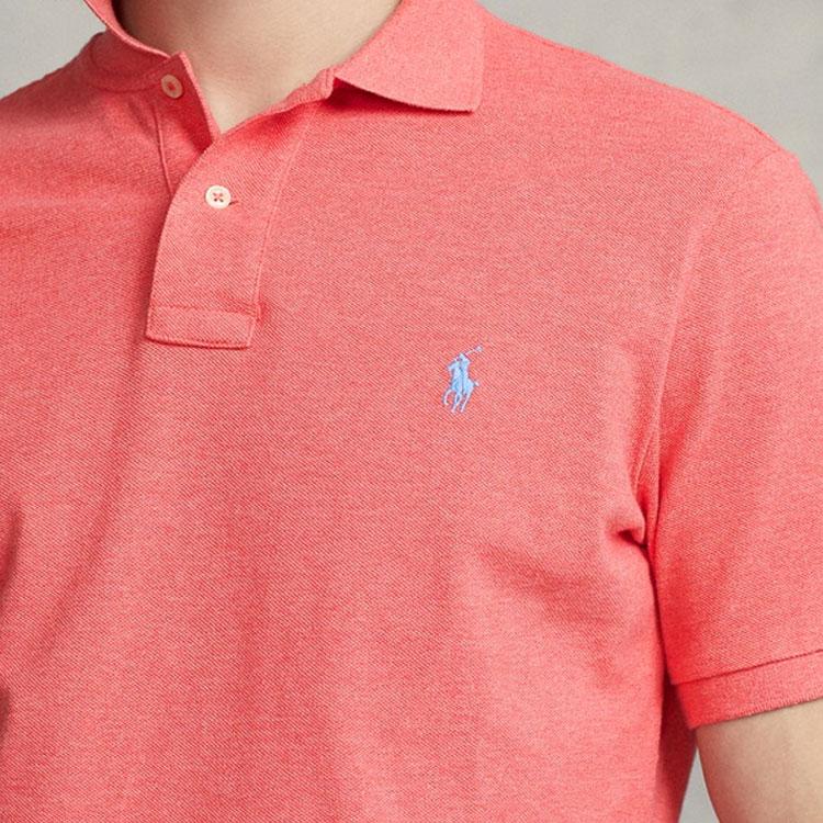 Polo Ralph Lauren SS22 Solid Slim Fit Logo Embroidered Short Sleeve Polo Shirt Men Polo Shirts Pink MNPOKNI1N821-587