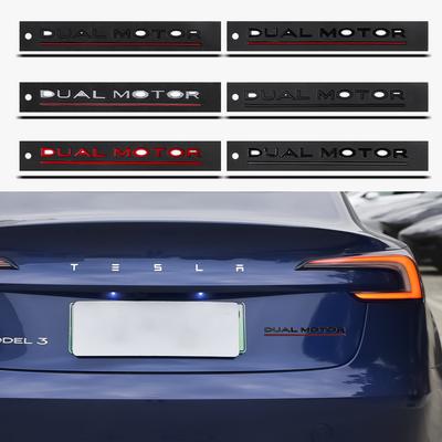 DUAL MOTOR Underlined Letters Emblem for Model Y 3 S X Car Styling High Performance Trunk Badge Sticker Chrome Black Red