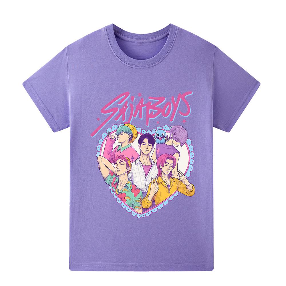 

A1212 Kids Boys Girls Sajaboys Kpop Rumi Zoey Mira Print Short Sleeves T-shirt 160cm