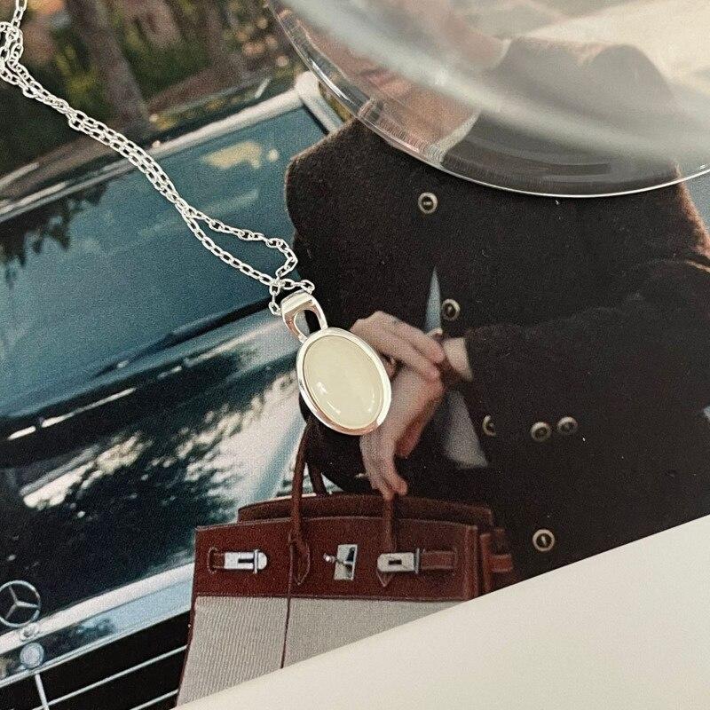 Oval Sterling Pendant Necklace Silver 925 On The Neck Woman Choker Neo -Gothic Designer Luxury Wedding Jewelry Gift Accessories