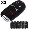 2x Silicone Car Key Fob Cover Case Holder Keychain For Jeep Grand Cherokee Renegade Compass Dodge Charger Challenger Durango