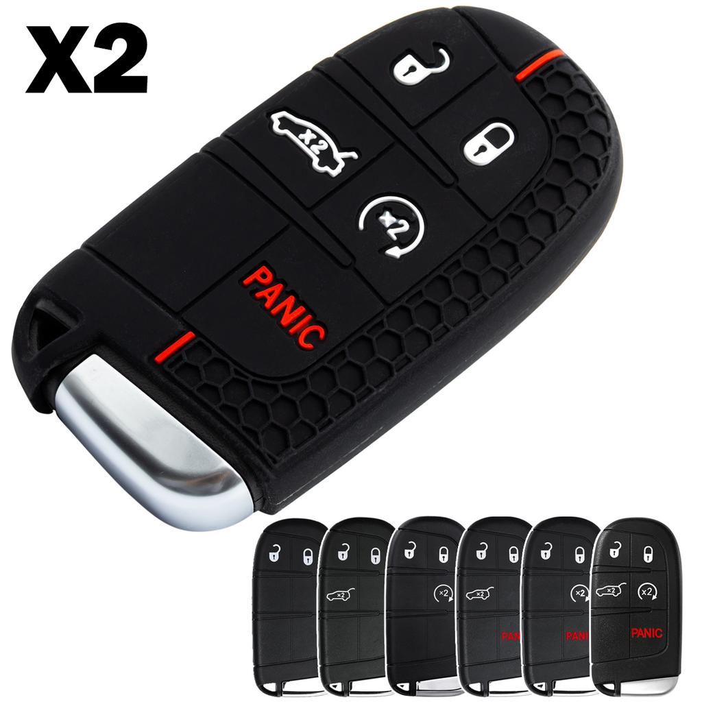 2x Silicone Car Key Fob Cover Case Holder Keychain For Jeep Grand Cherokee Renegade Compass Dodge Charger Challenger Durango