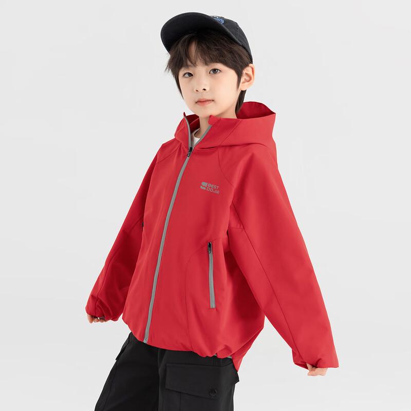 Водонепроницаемая ветрозащитная мягкая оболочка с капюшоном и светоотражающими элементами для мальчиков Duojiajia 130