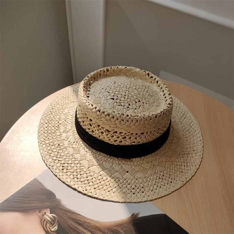 Chapeau d'été creux respirant en paille pour femme, protection solaire, chapeau de mode polyvalent tendance