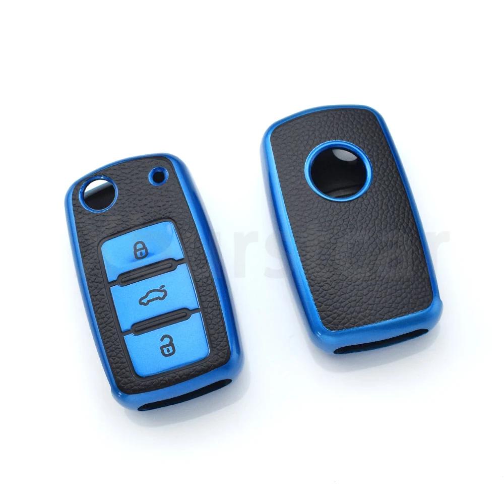 

For Vw Volkswagen Skoda Octavia Kodiaq Seat Leon Altea Beetle Tiguan Polo Golf Passat Auto Shell Fob Tpu Car Flip Key Case Cover