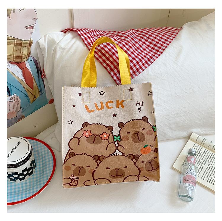 Trendy handbag bag souvenir cartoon capybara student large-capacity handbag storage bag