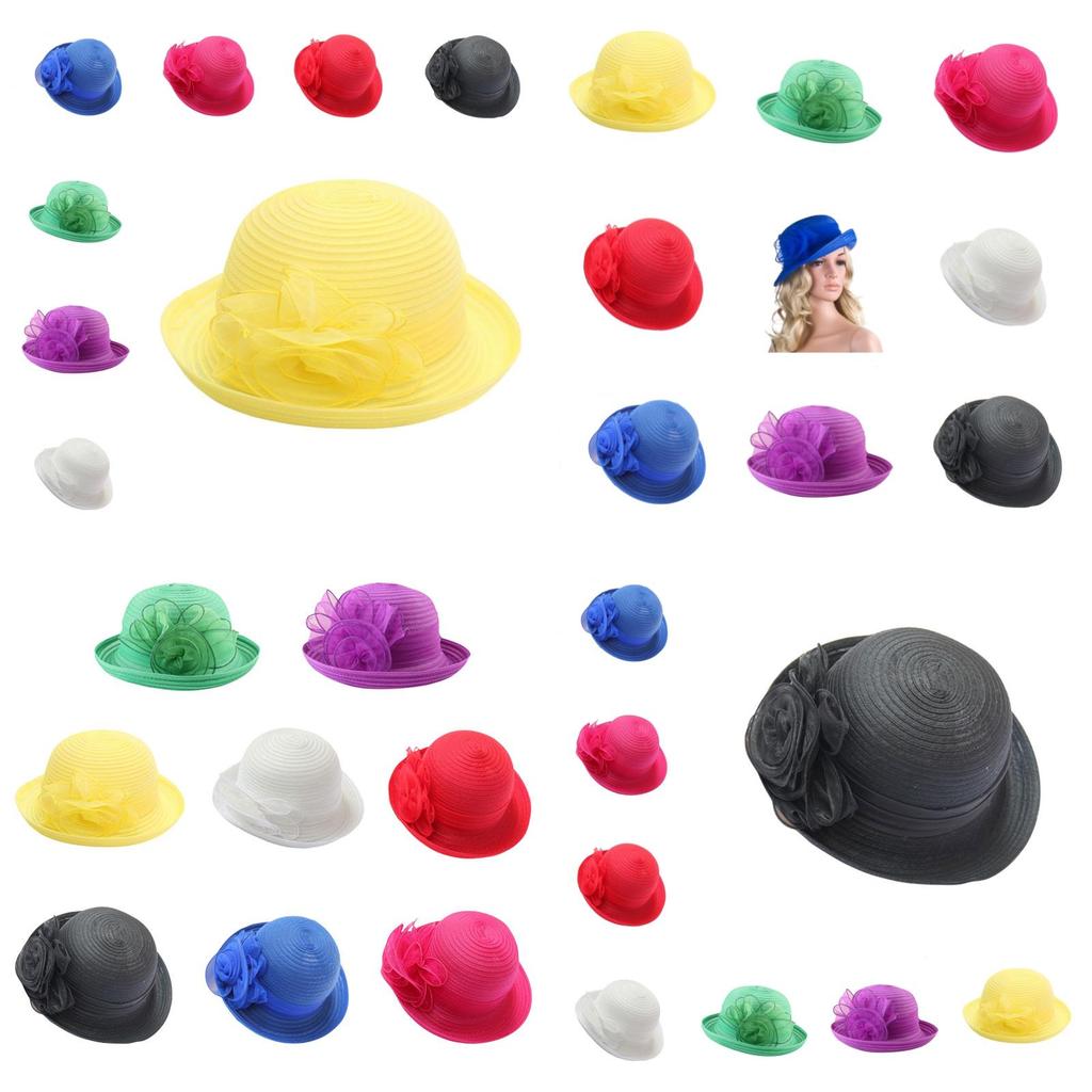 Classic Womens Derby Tea Party Organza Bowler Sun Hat With Vintage Flair