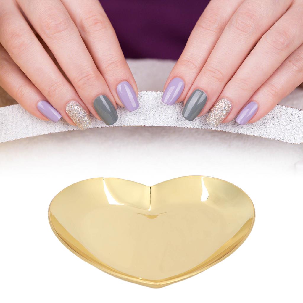 Nail Art Display Board Stainless Steel Heart Shape Cosmetic Makeup Manicure Tips Color Mixing