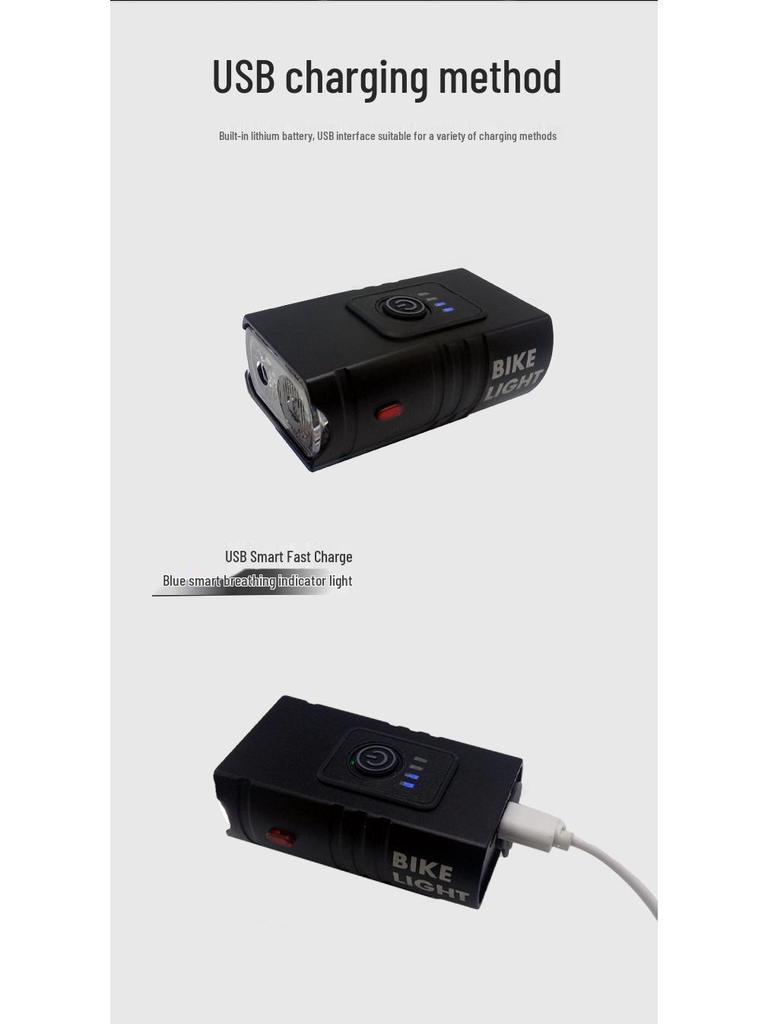 Aluminum Alloy Bike Headlight & Taillight Set: High-Brightness with Power Display for Night Riding