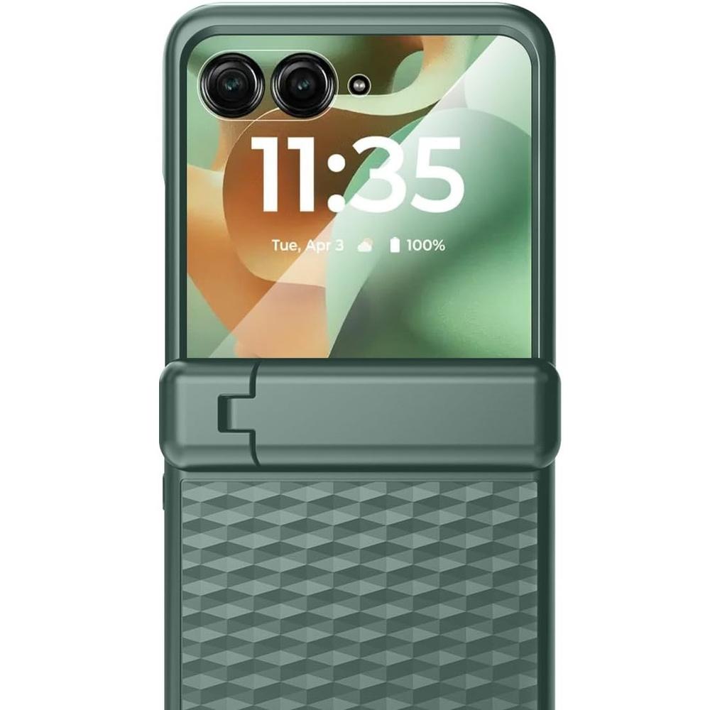 Hülle für Motorola Razr 70 Ultra / 60 Ultra, PC-Ständer-Hülle, mit Glas, grün