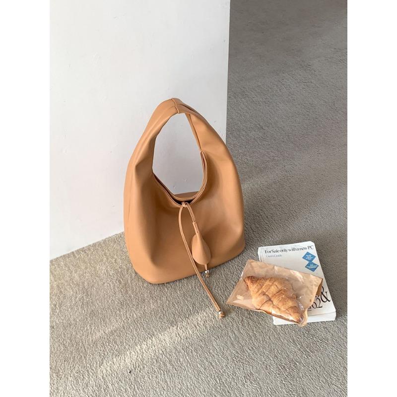 

New simple shoulder bag, large capacity girls high-end soft leather commuting bag, women s work minimalist style tote bag коричневый