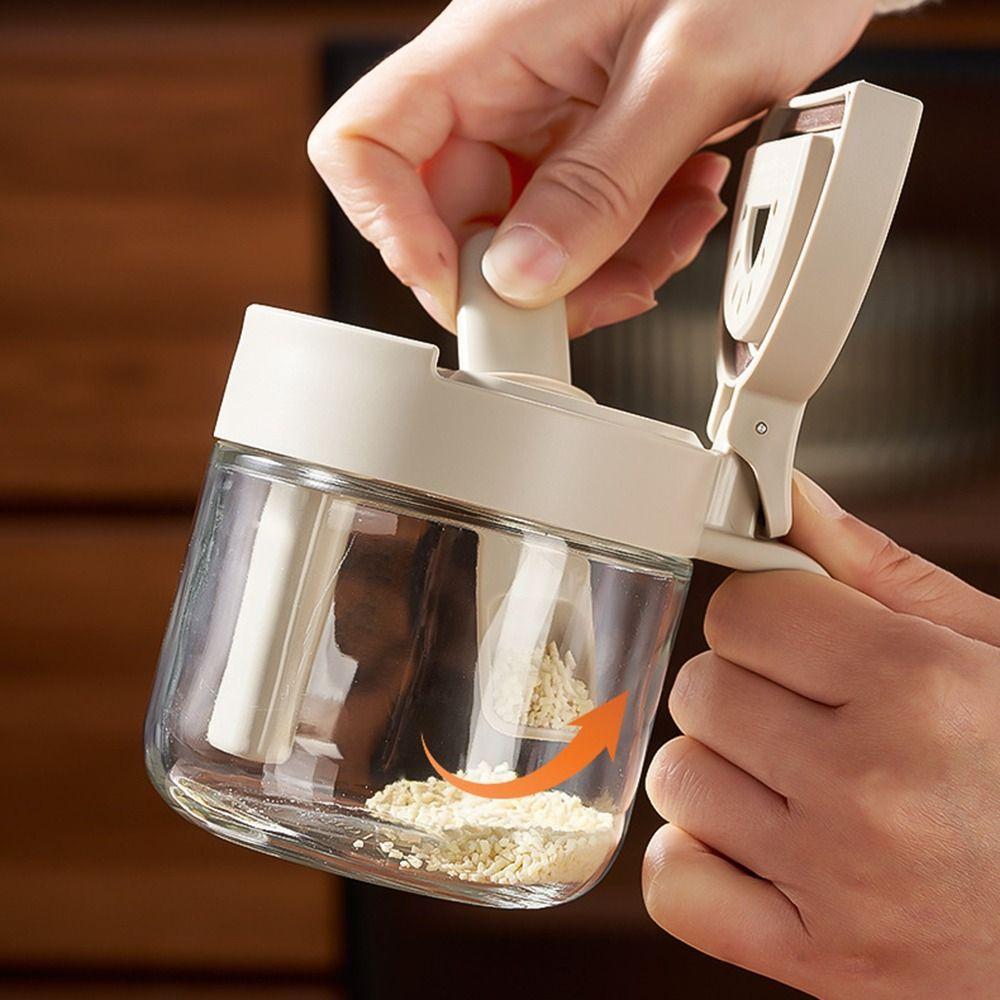 With Spoon Glass Seasoning Jar Leak-Proof with Lid Airtight Salt Organizer 380ml Capacity Moisture-proof Clear Seasoning Boxes