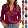 Women's Fashion Casual Shirt Satin Imitation Silk Long,Sleeved Blouse