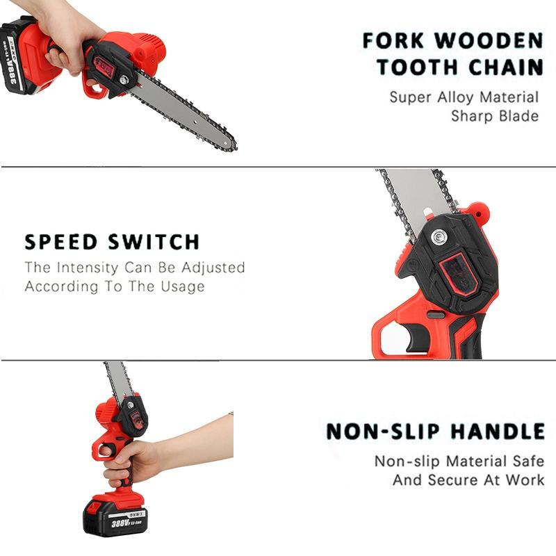 6-calowa 3000W Mini Elektryczna Piła do Przycinania Akumulatorowa Mała Piła Łańcuchowa do Rozłupywania Drewna Narzędzie do Obróbki Drewna do Ogrodu Sadu Klips do Gałęzi