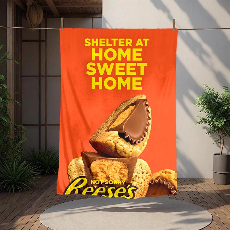 Reeses Peanut Flannel Blanket Soft Warm All-Season Throw, Design for Camping, Car Travel, Hiking Sofa, Bed, Office Perfect Gift for Parties