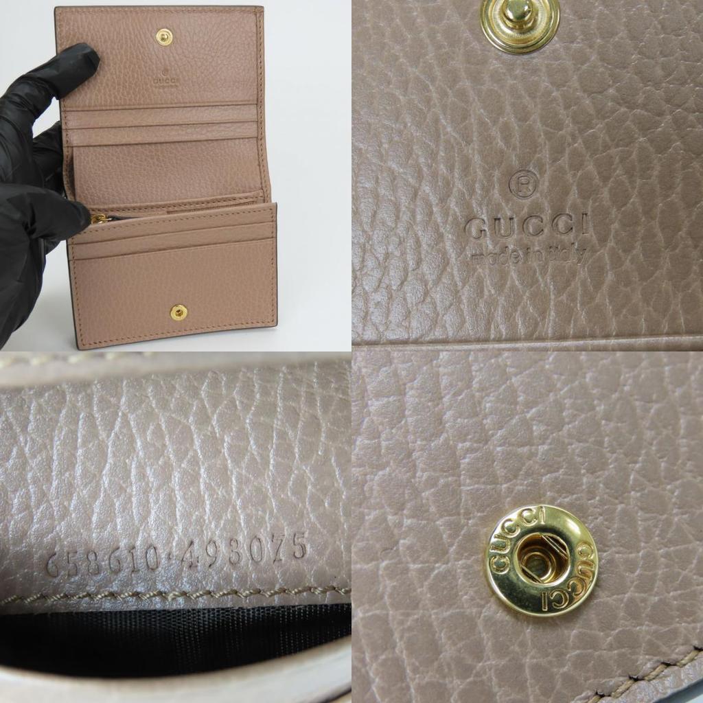 Used GUCCI Bifold Wallet 658610 GG Marmont GG Supreme Canvas/leather Dusting Pink beige By color
