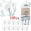 Lot de 10 crochets adhésifs pour porte, transparents, antidérapants, sans traces, très résistants, pour salle de bain, cuisine