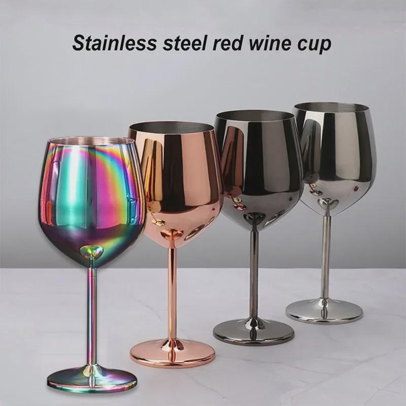 1/2pcs Stainless Steel Cocktail Glasses Red Wine Champagne Glass Drinkware Shatterproof Metal Cups For Home Bar Dinner Party