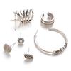New Vintage Cross Threaded Leaf C-Shaped 6-Piece Earring Set