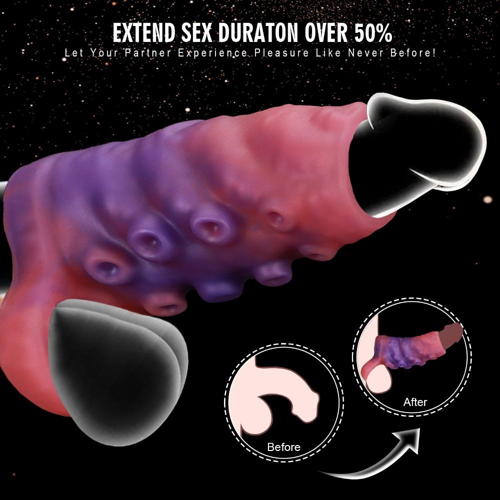 Octopus Shape Hollow Penis Sleeve Soft Silicone Wearable Penis Extender for Men