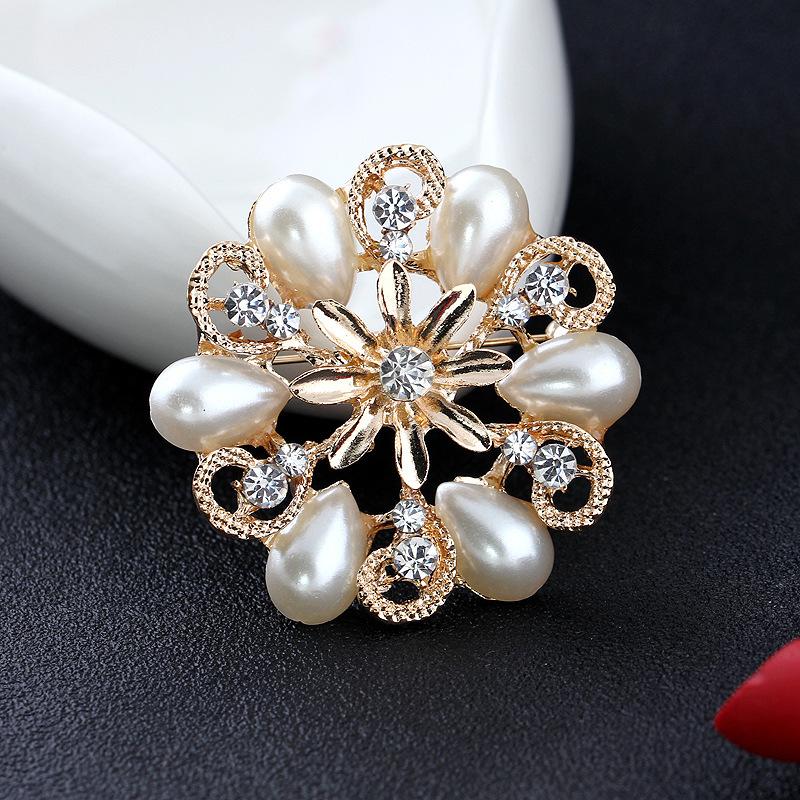 Fashion 3D Wreath Pearl Brooch Flower Corsage Women's Accessory Exquisite Hypoallergenic Luxury Enamel Long-lasting Color Accessory