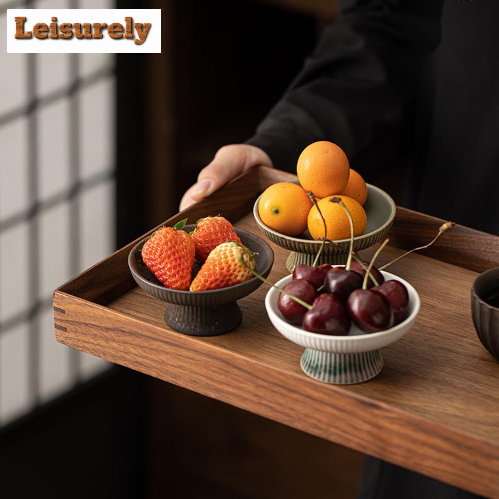 Retro Kiln Change Gilded Ceramic Fruit Dishes Elegant Mini Pastry Plate Fruit Plate Household Hospitality Dishes Tray Ornaments