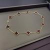 High Version of The Ten-flower Necklace Lucky Four-leaf Clover 10-flower Necklace Clavicle Chain Agate Women's Necklace