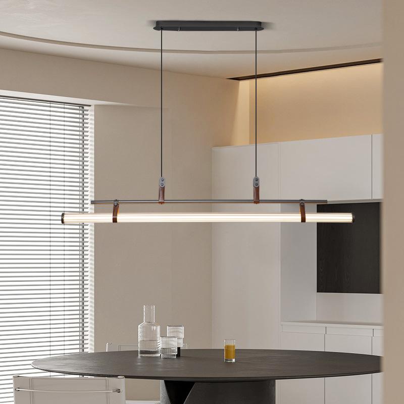 Minimalist Dining Room Pendant Lights Designer Art Creative Leather Long Strip Hotel Front Desk Dining Room Study Room Lights
