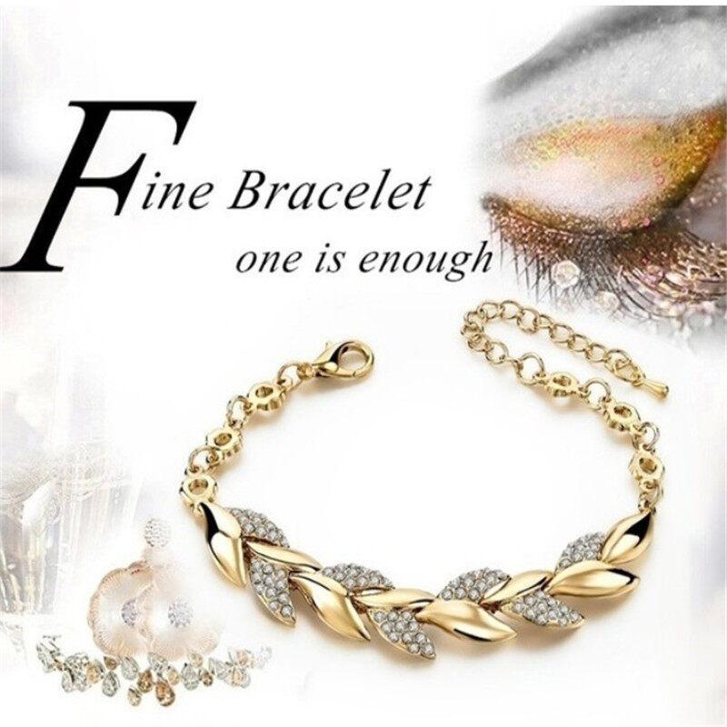 Bracciale foglia d'oro Gioielli da sposa alla moda Bracciale in vetro da donna Bracciale da donna