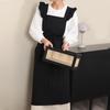 Ruffled Shoulder Strap Apron - Breathable Cotton Linen, Water Repellent for Household Chores & Baking