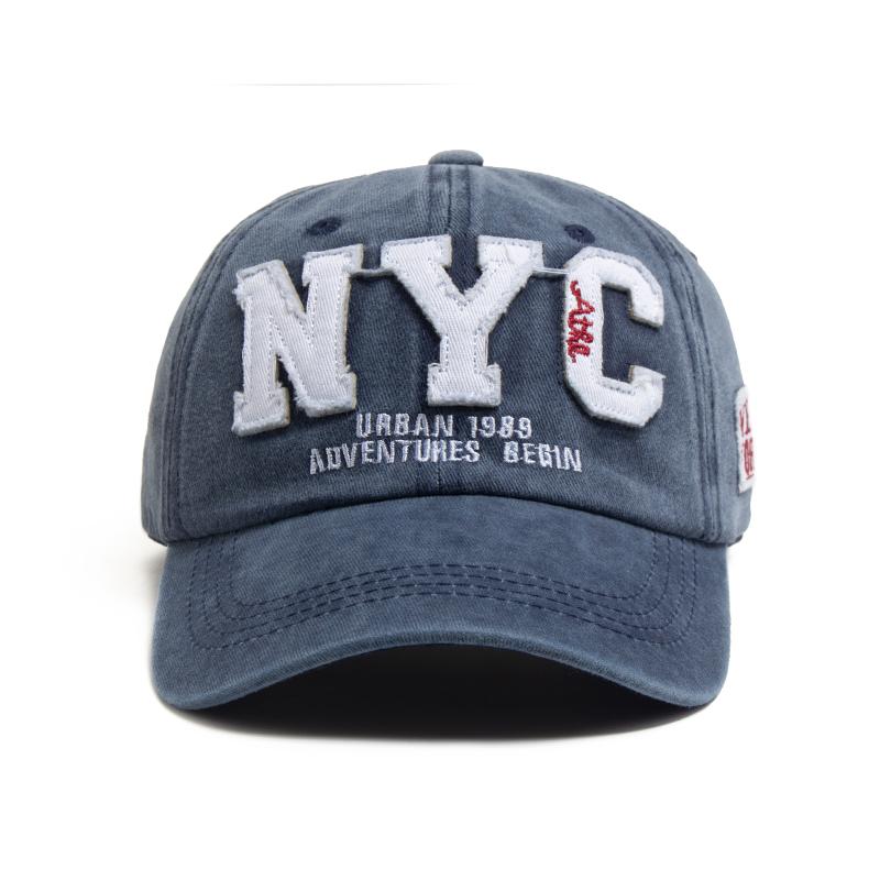 Vintage Big Letter NYC Baseball Cap Men Cotton Washed Spring Autumn Visor Soft Snapback Hat For Women