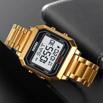 Relógios de Pulso Digitais Masculinos Alarme Reloj Hombre Luxo Aço Inoxidável Luz Esporte Moda Relógio Masculino 3Bar À Prova D'água