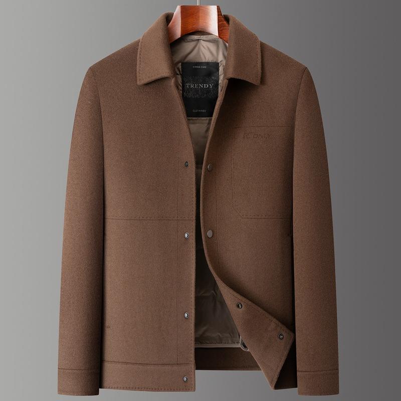 Winter Double-sided Wool Jacket Men's Down Lining Wool Woolen Jacket Middle-aged Dad Cashmere Lapel Top