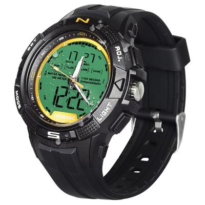 Men's Multi-Function Analog Watch with 10 ATM Water Resistance, Swimming Watch, Diving Watch, Alarm, Stopwatch, Calendar, Dual Time, 12-Hour or