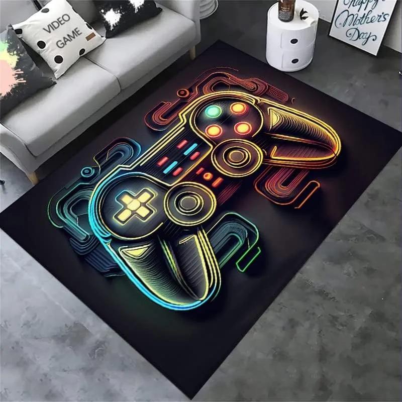 Gaming für Jungenzimmer Gamer Casual Teppich mit Controller-Design Teppich für Spielzimmer Schlafzimmerdeko Rutschfest Maschinenwaschbare Matte